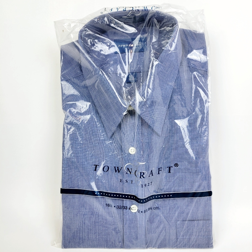 Vtg JCPenney Towncraft Dress Shirt~16.5 32/33~Long Sleeve Button Up~Blue NWT